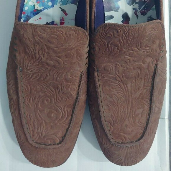 Robert Graham Seth Embossed Loafer Shoes Tan sz 8D Retail $298